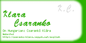 klara csaranko business card